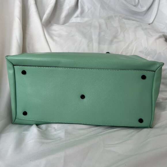 [RARE] Coccinelle Celeste Saffiano Leather Tote in Acquamarina - Picture 7 of 11